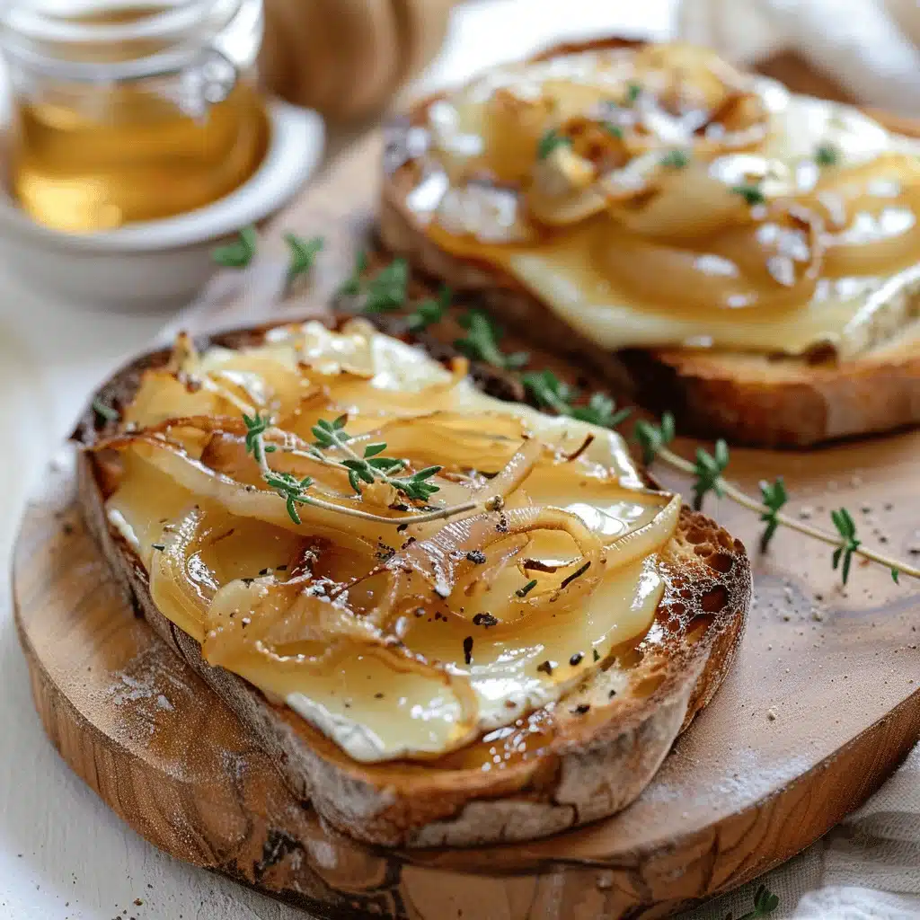caramelized onion and brie toast - featured image