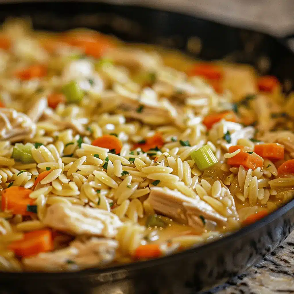 creamy chicken pot pie orzo - featured image