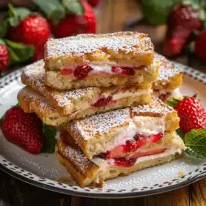 fried strawberry cheesecake sandwiches - featured image