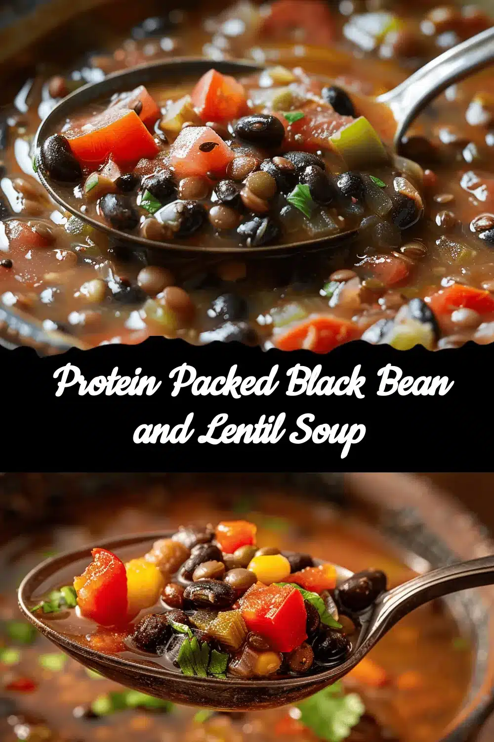 Protein Packed Black Bean and Lentil Soup recipe
