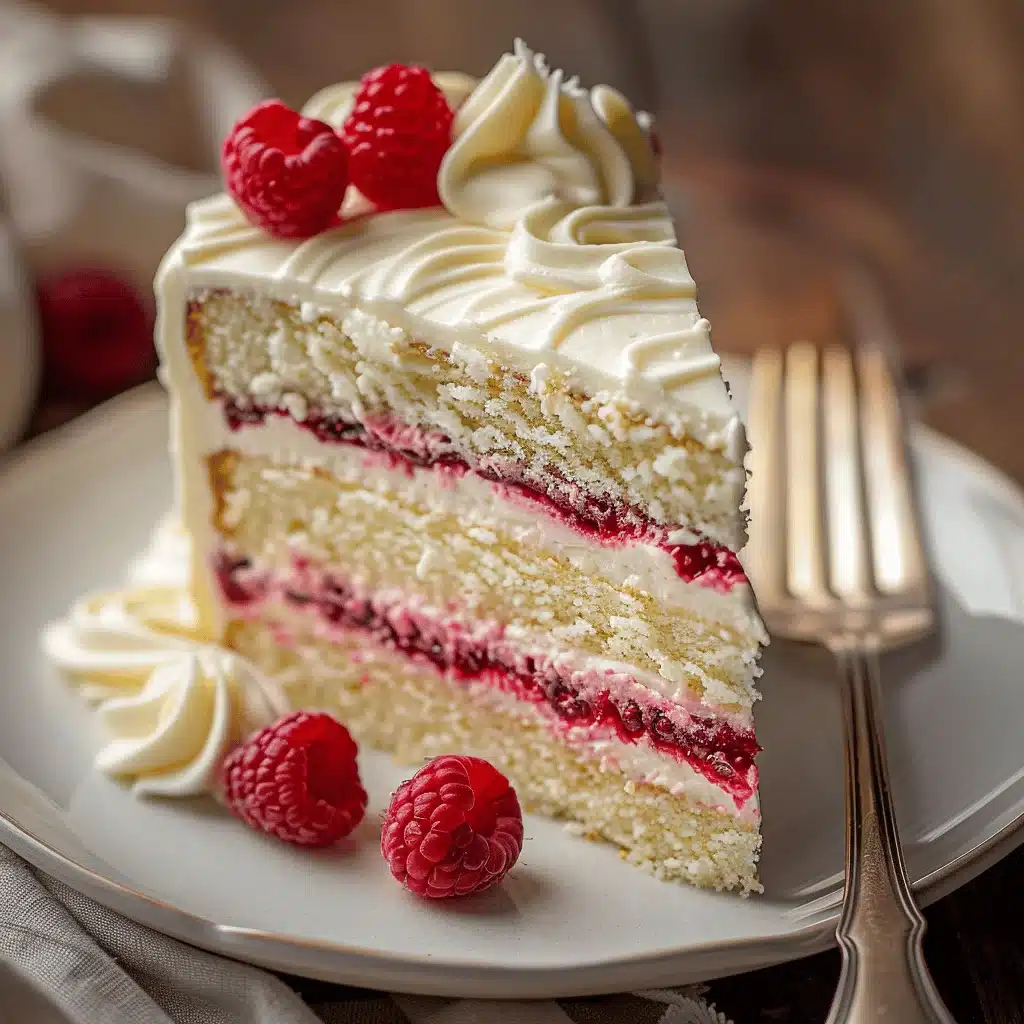 white chocolate raspberry dream cake - featured image