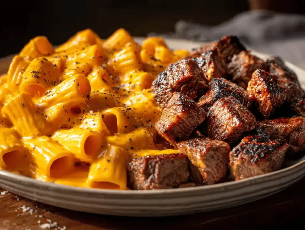 Cajun Steak Cheesy Rigatoni Parmesan - featured image