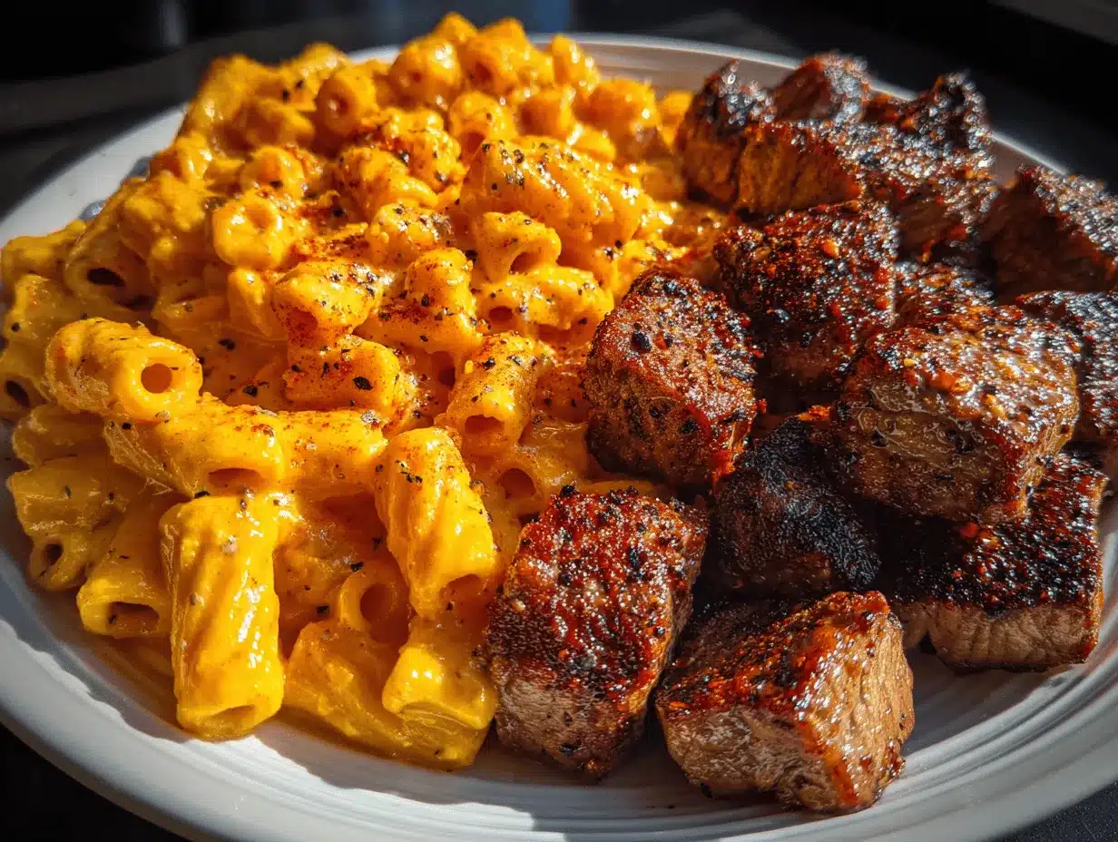 Cajun Steak Cheesy Rigatoni Parmesan preparation steps