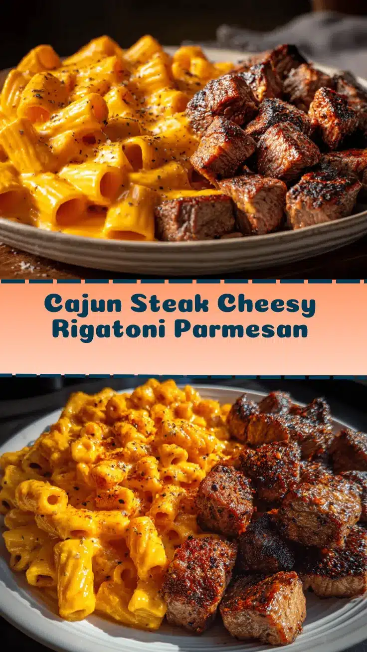 Cajun Steak Cheesy Rigatoni Parmesan recipe