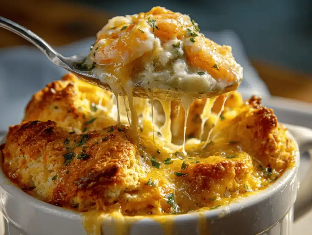 cheddar bay biscuit seafood pot pie - featured image