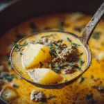 cheesy beef and potato soup - featured image