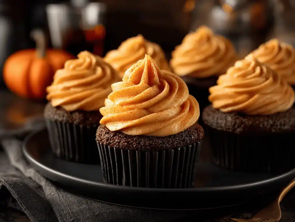 chocolate pumpkin cupcakes - featured image
