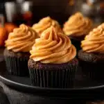 chocolate pumpkin cupcakes - featured image