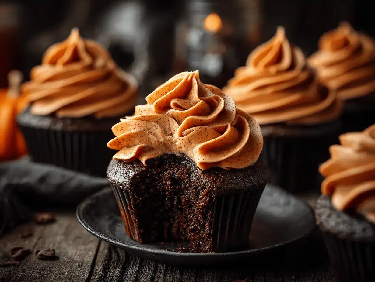 chocolate pumpkin cupcakes preparation steps