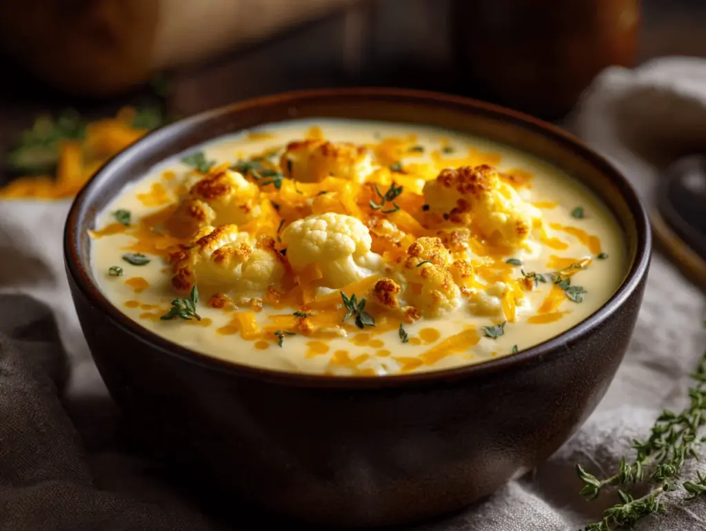 creamy cheddar cauliflower soup - featured image