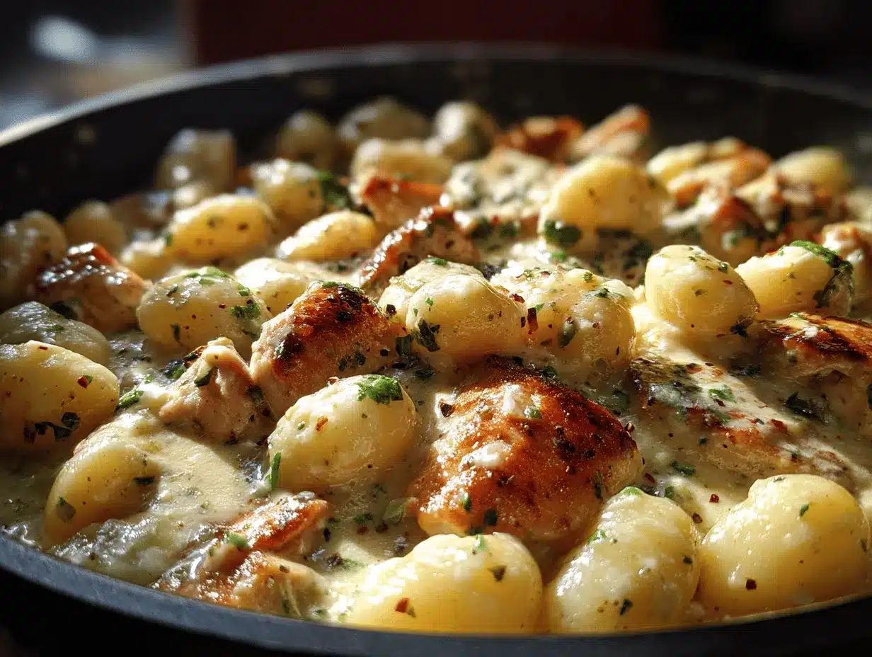 creamy garlic chicken gnocchi preparation steps