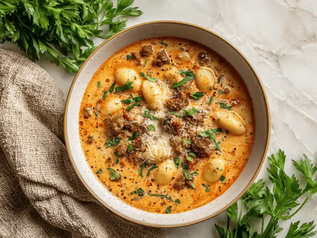 creamy Italian sausage gnocchi soup - featured image