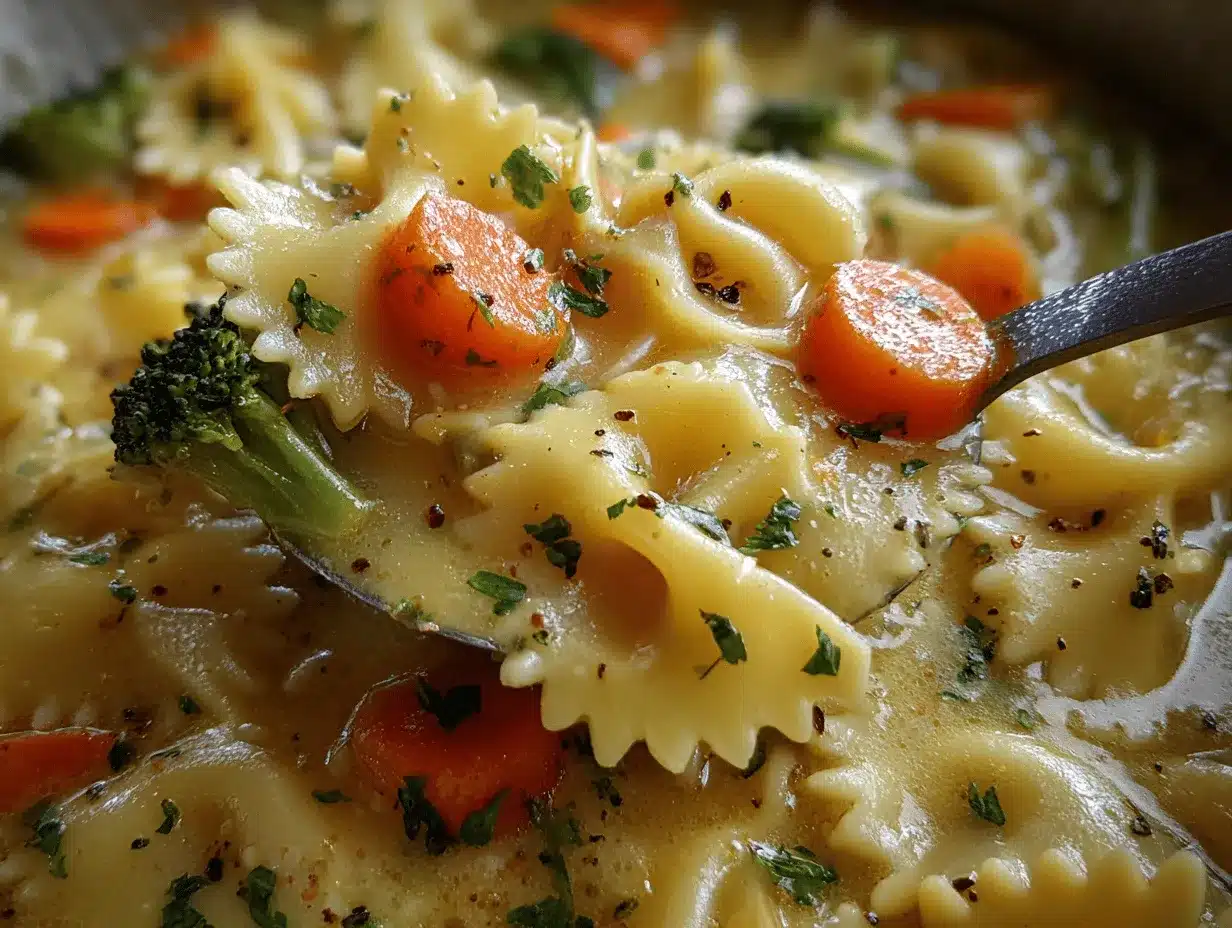creamy pasta soup preparation steps