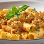 creamy sausage rigatoni - featured image