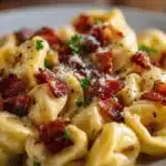 creamy tortellini carbonara - featured image