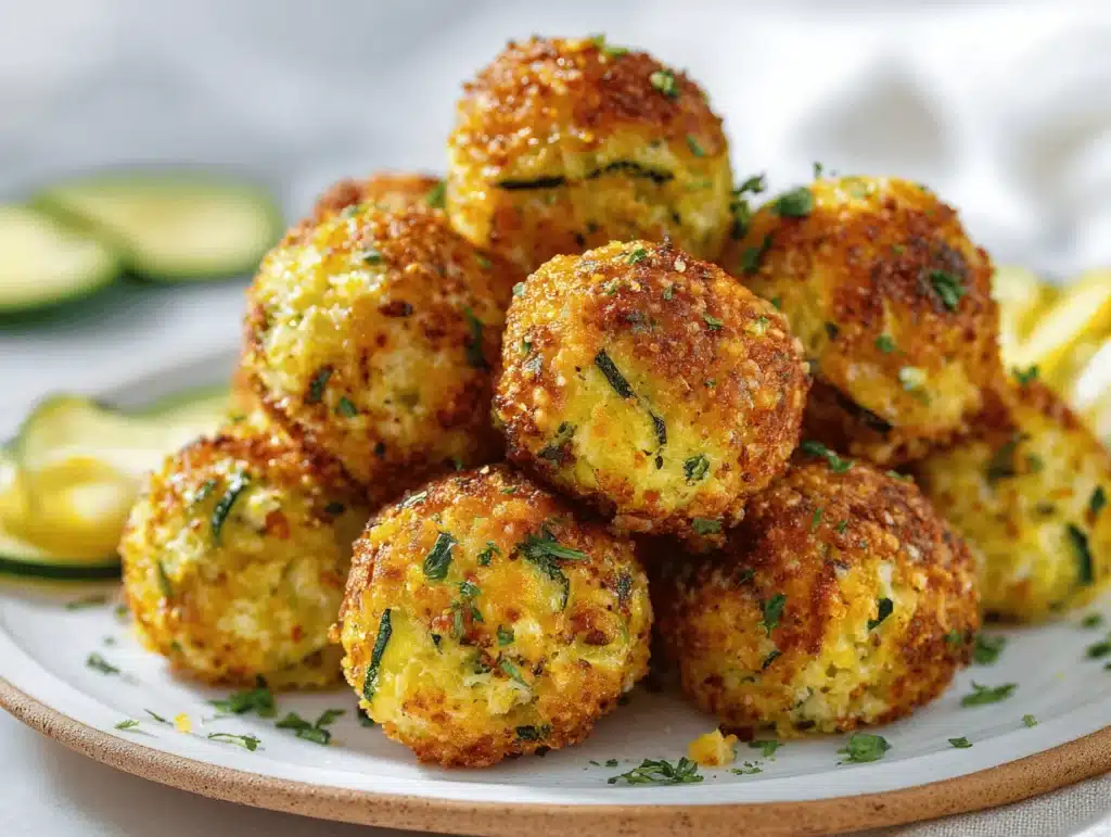 crispy garlic zucchini balls - featured image