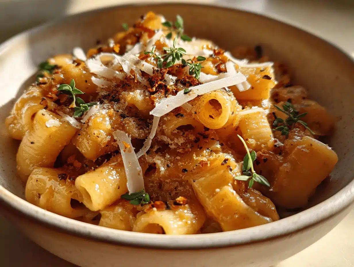 French onion pasta preparation steps