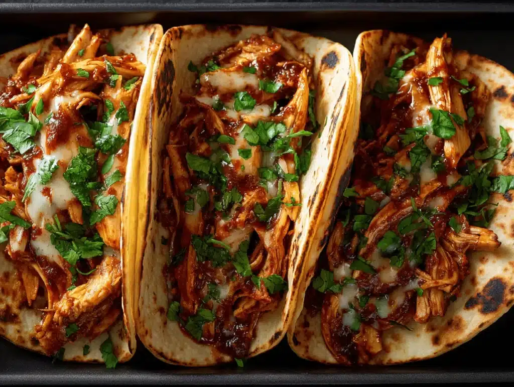 garlic butter honey BBQ chicken tacos - featured image