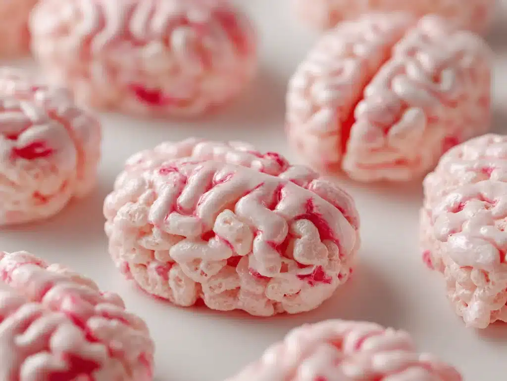 Marshmallow Rice Krispies Halloween Brains - featured image