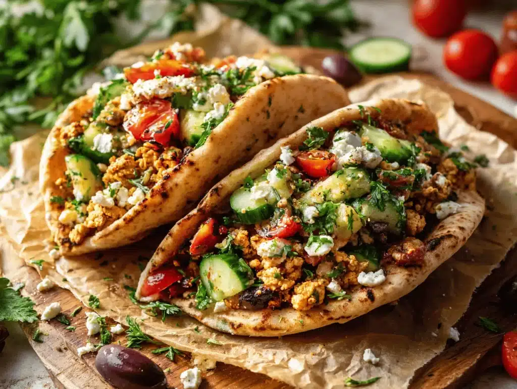 Mediterranean ground chicken pitas - featured image