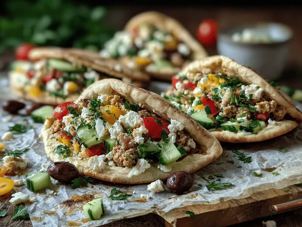 Mediterranean ground chicken pitas preparation steps