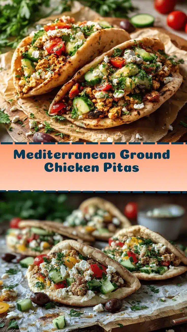 Mediterranean ground chicken pitas recipe