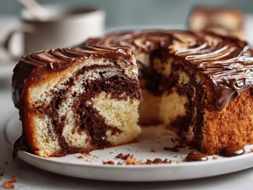 moist marble round cake - featured image