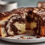 moist marble round cake - featured image