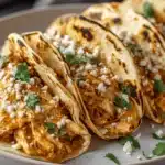 slow cooker queso chicken tacos - featured image
