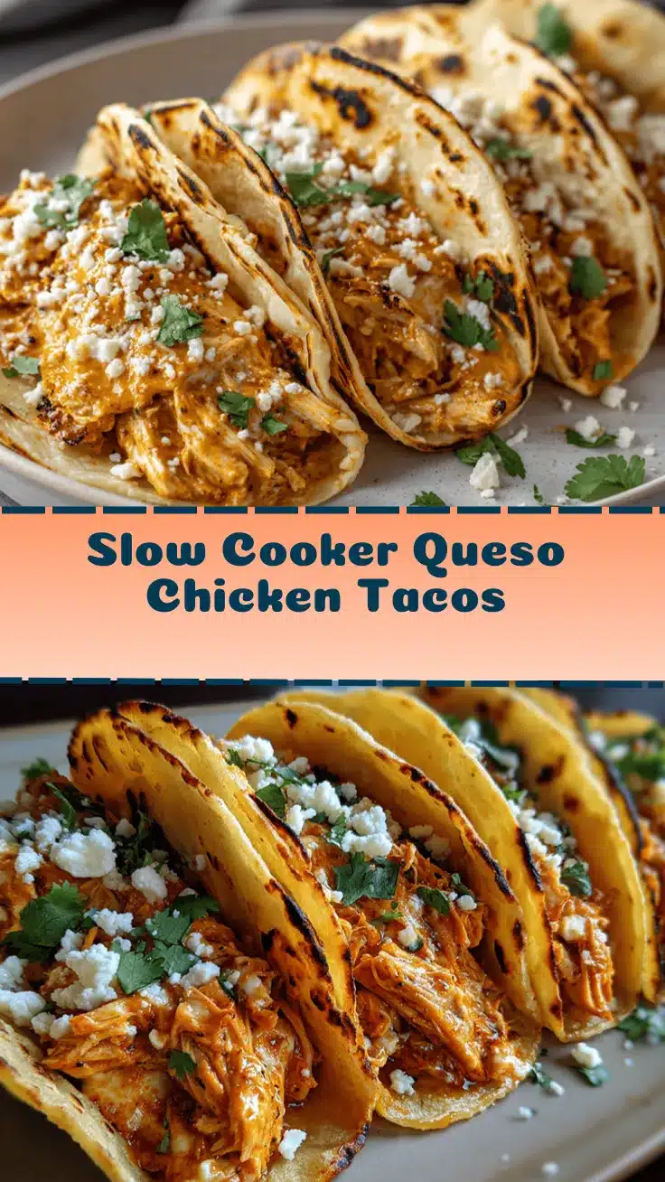slow cooker queso chicken tacos recipe