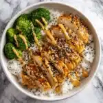 sticky chicken rice bowls - featured image