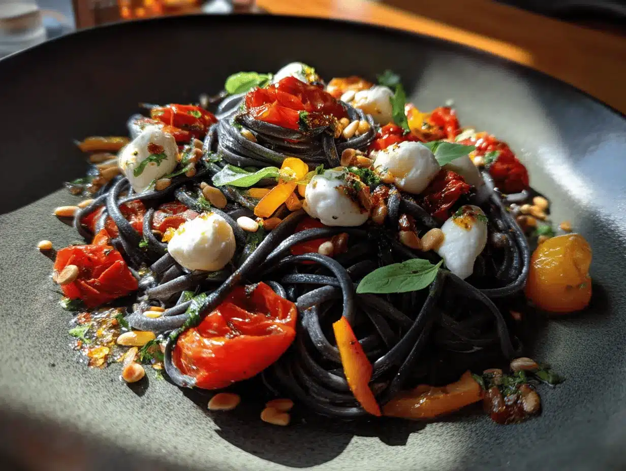 black Halloween pasta preparation steps