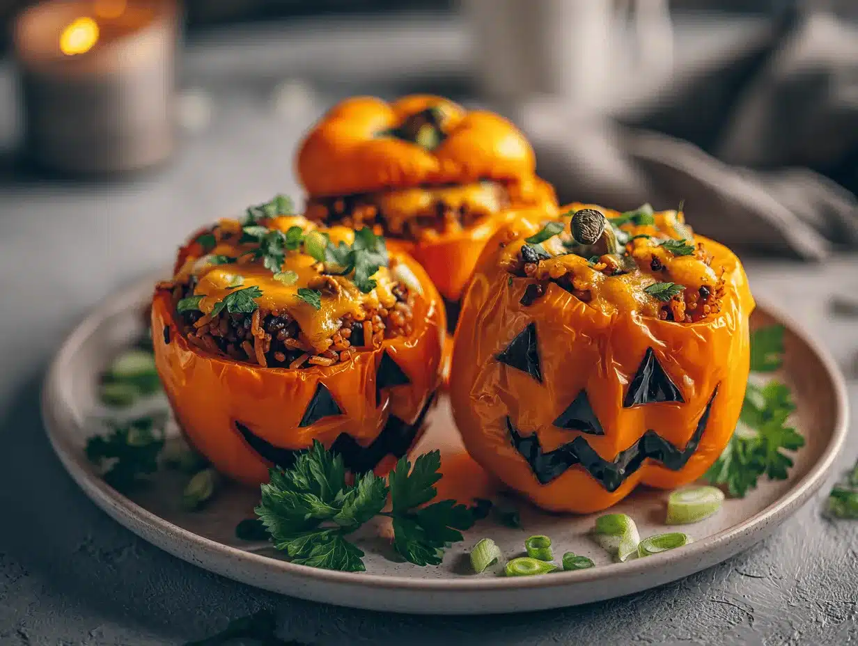Halloween stuffed peppers preparation steps