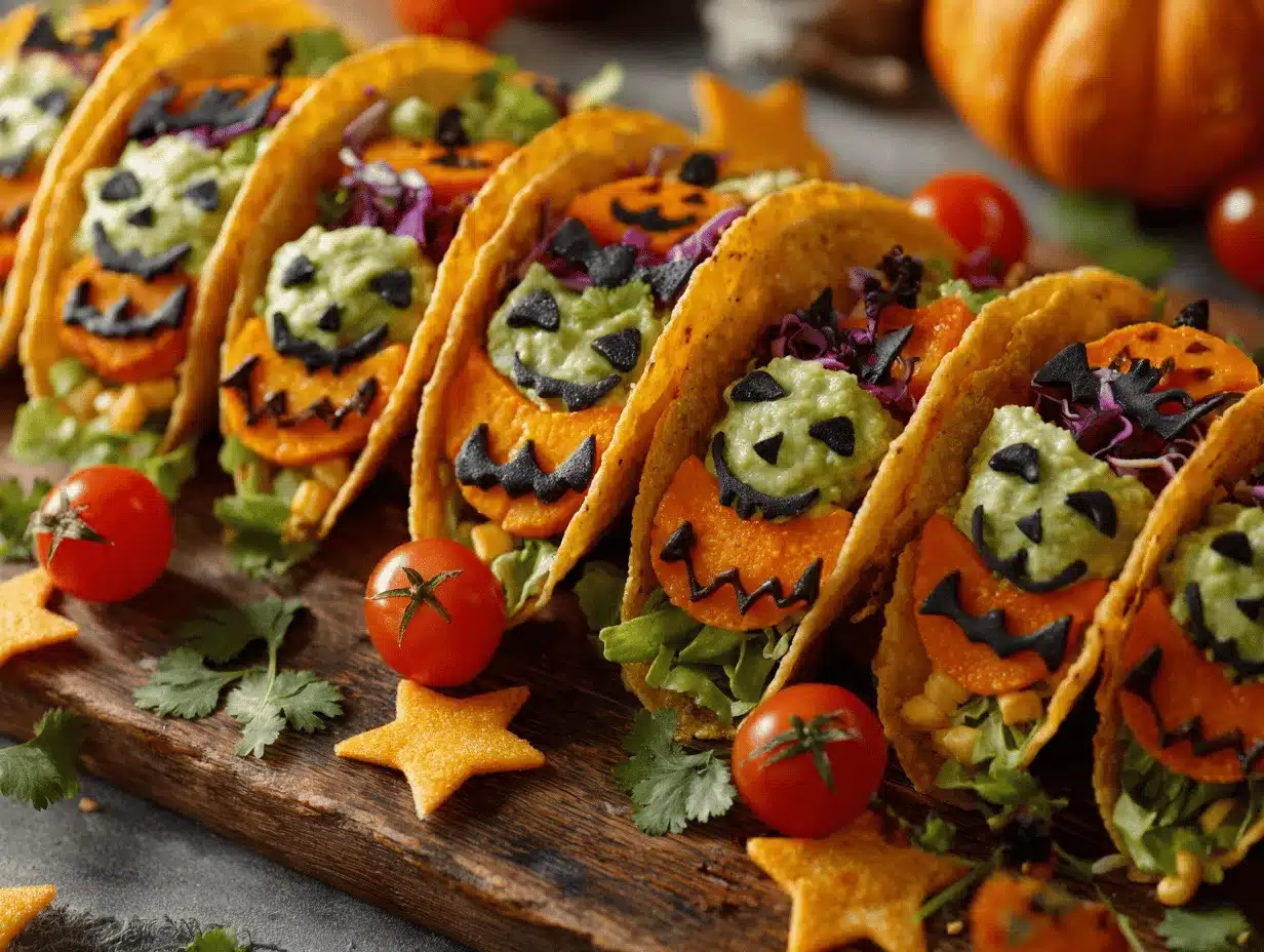 Halloween themed tacos preparation steps